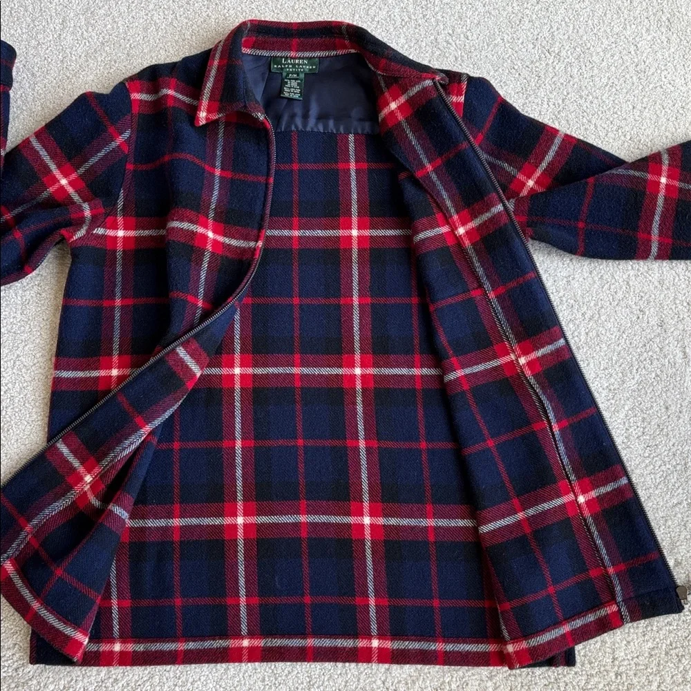 Ralph Lauren Navy & Red Plaid Zip-Front Jacket - Picture 3 of 12
